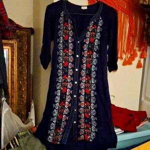ANTHROPOLOGIE'S,, Brand, TINY, WOMENS EMBROIDERED JACKET, TUNIC, KIMONO, WARM